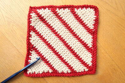 Candy Cane Crochet Blanket Square