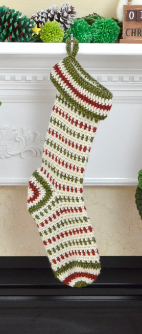 Crocheted Striped Stocking Pattern